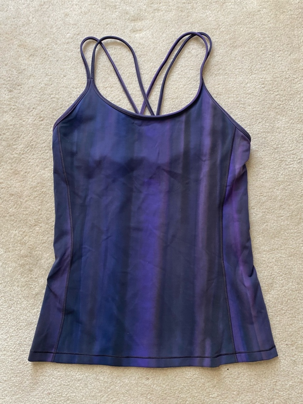 Lululemon Tank Top Womens 8 Free To Be Strappy Built in Bra Everlux Shirt Purple
